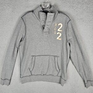 Hollister California Fleece HCO 22 Sweatshirt Mens XL Long Sleeve 1/4 Button Y2K